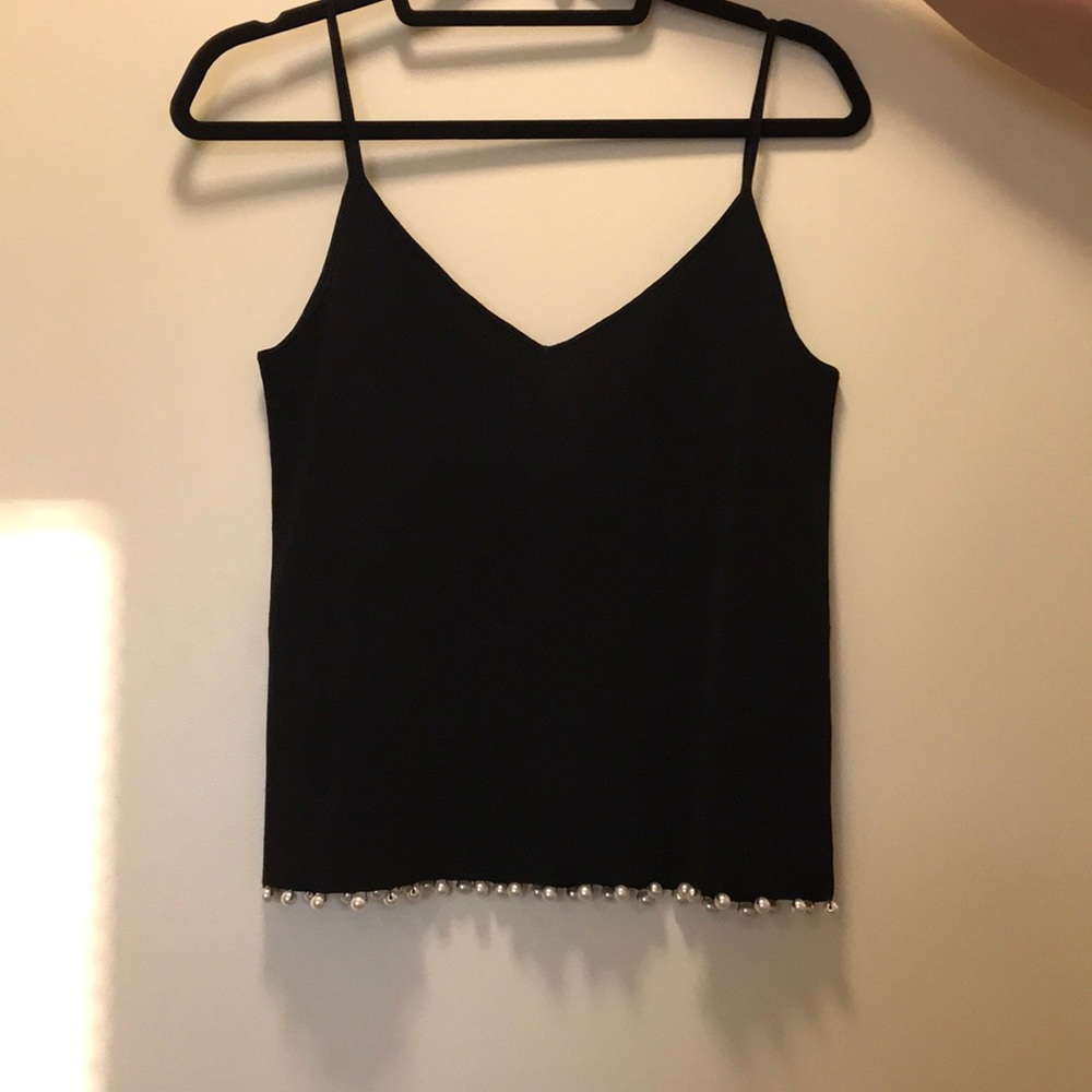 Zara pearl black tank top